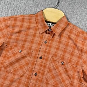 Orvis Shirt Mens XL Orange Plaid Lightweight Hiking Camping Fishing Gorpcore‎